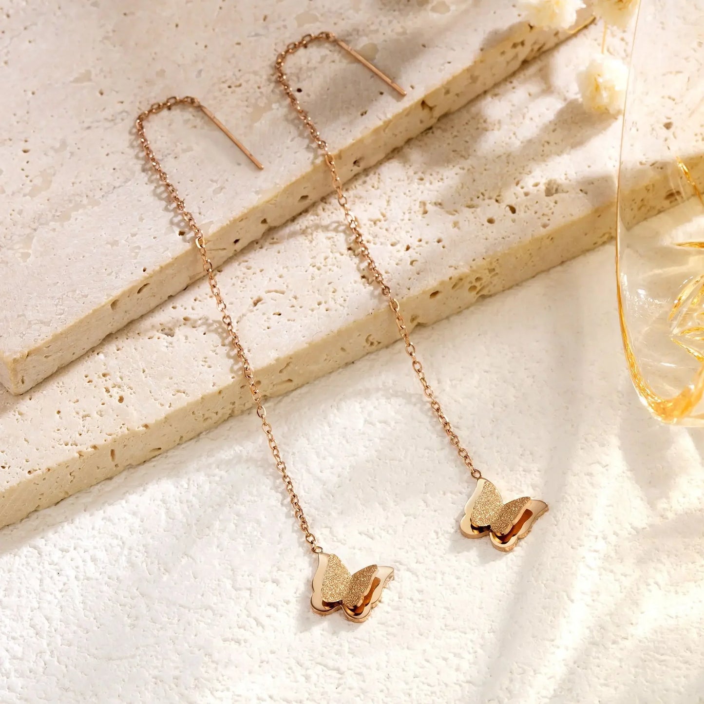 Edelstahl Schmetterling Creolen Für Frauen Schmuck Geschenk Weibliche Lange Quaste Matt Matte Tropfen Ohrringe Koreanische Gesendet Kostenlos