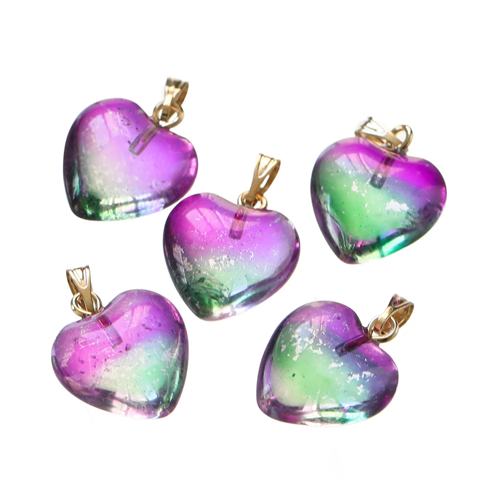10 Teile/los Tschechische Lampwork Kristall Glas Herz Perlen Charms anhänger DIY Handgemachten Schmuck Machen Halsketten Ohrringe Zubehör