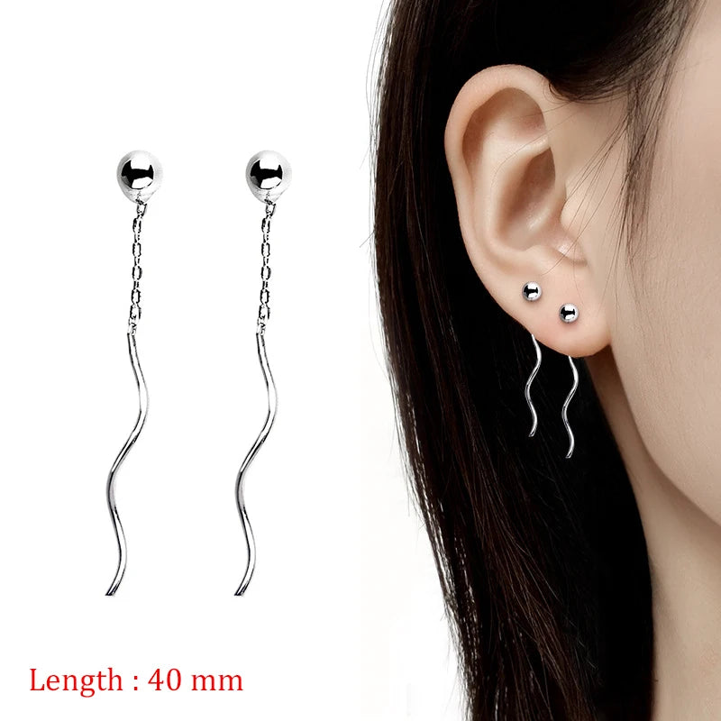 Einfache Stil Box Kette Quaste Drop Ohrringe Für Frauen Lange Baumeln Ohrring Piercing Linie Zubehör Dünne Mini Trendy Ohr Schmuck