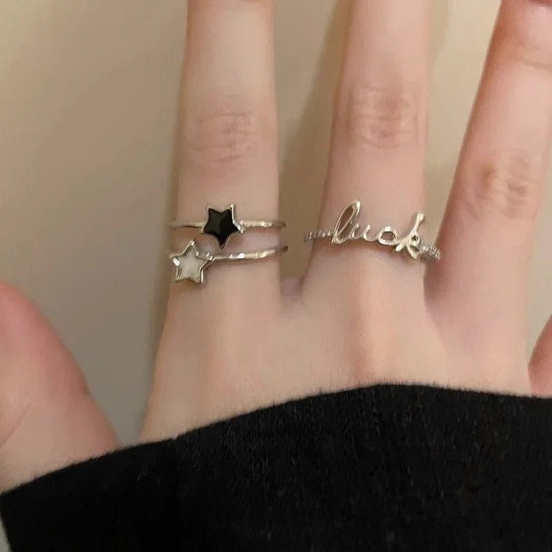 Mode Offenen Ring Stern Zirkon Kristall Ringe für Frauen Mädchen Doppel Schicht Ästhetischen Schmuck Kpop Neue Trend y2k Zubehör