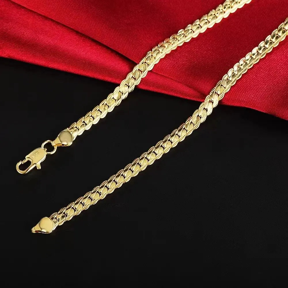 2-teiliges Set mit kubanischer Kette, Halskette, Armband-Set für Herren, goldfarben, flache Kette, Herren-Choker-Armband, Hiphop-Schmuckset