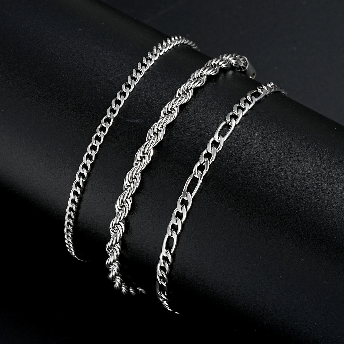 3 teile/satz Edelstahl Punk Kubanischen Kette Armband für Männer Minimalistischen Silber Farbe Hip Hop Armband Party Mode Schmuck Geschenke