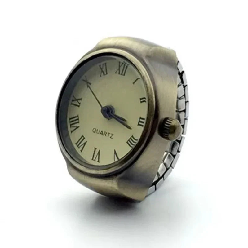 Mini Vintage Punk Finger Uhr Ringe Gummiband Legierung Uhren Paar Ringe Schmuck Uhr Retro Römischen Quarz Frauen Männer Uhr