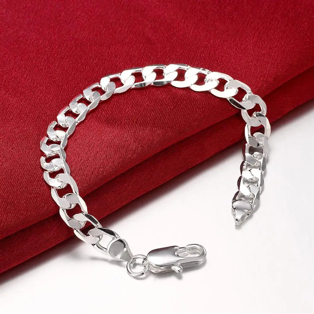 925 Sterling Silber 18 Karat vergoldet 8 mm Geometrie Kette Armbänder Halskette für Damen Herren Mode Luxus Designer Schmuckset