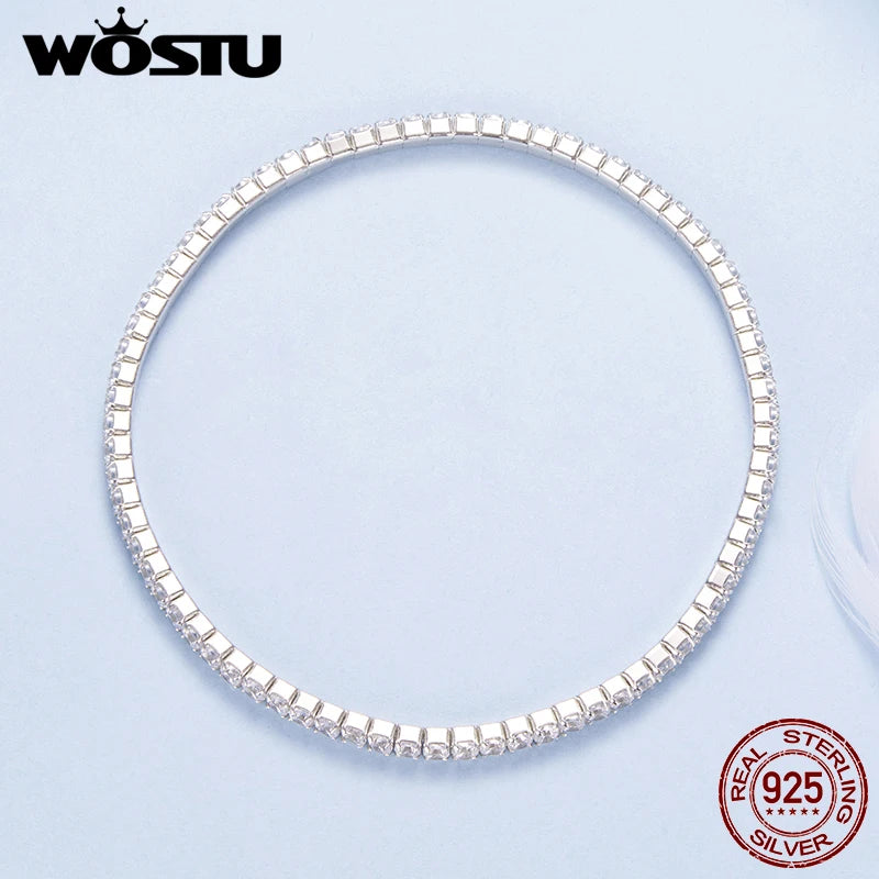 WOSTU Luxus-Voll-Pavé-Armband aus 925er-Sterlingsilber mit Zirkonen, funkelnder Armreif zum Ziehen und Einstellen für Frauen, Hochzeitsgeschenk, edler Schmuck