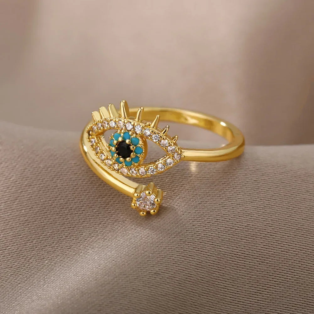 Mode Silber Überzogene Evil Eye Ringe für Frauen Vintage Edelstahl Türkische Glück Dämon Auge Paar Ring Emo Schmuck