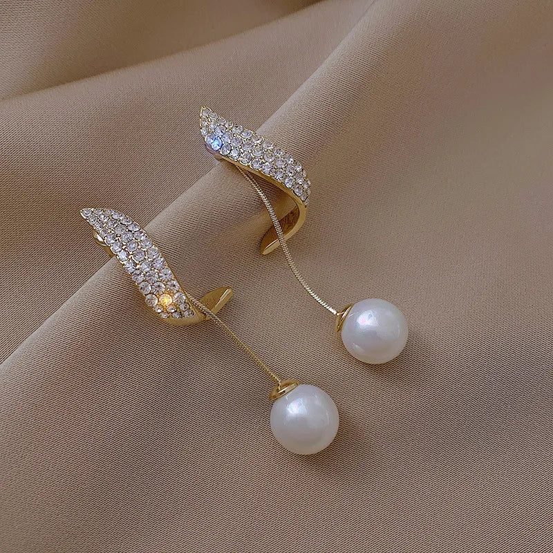 Neue Klassische Elegante Imitation Perle Baumeln Ohrringe Für Frauen Kristall Lange Quaste Exquisite Tropfen Ohrring Hochzeit Schmuck