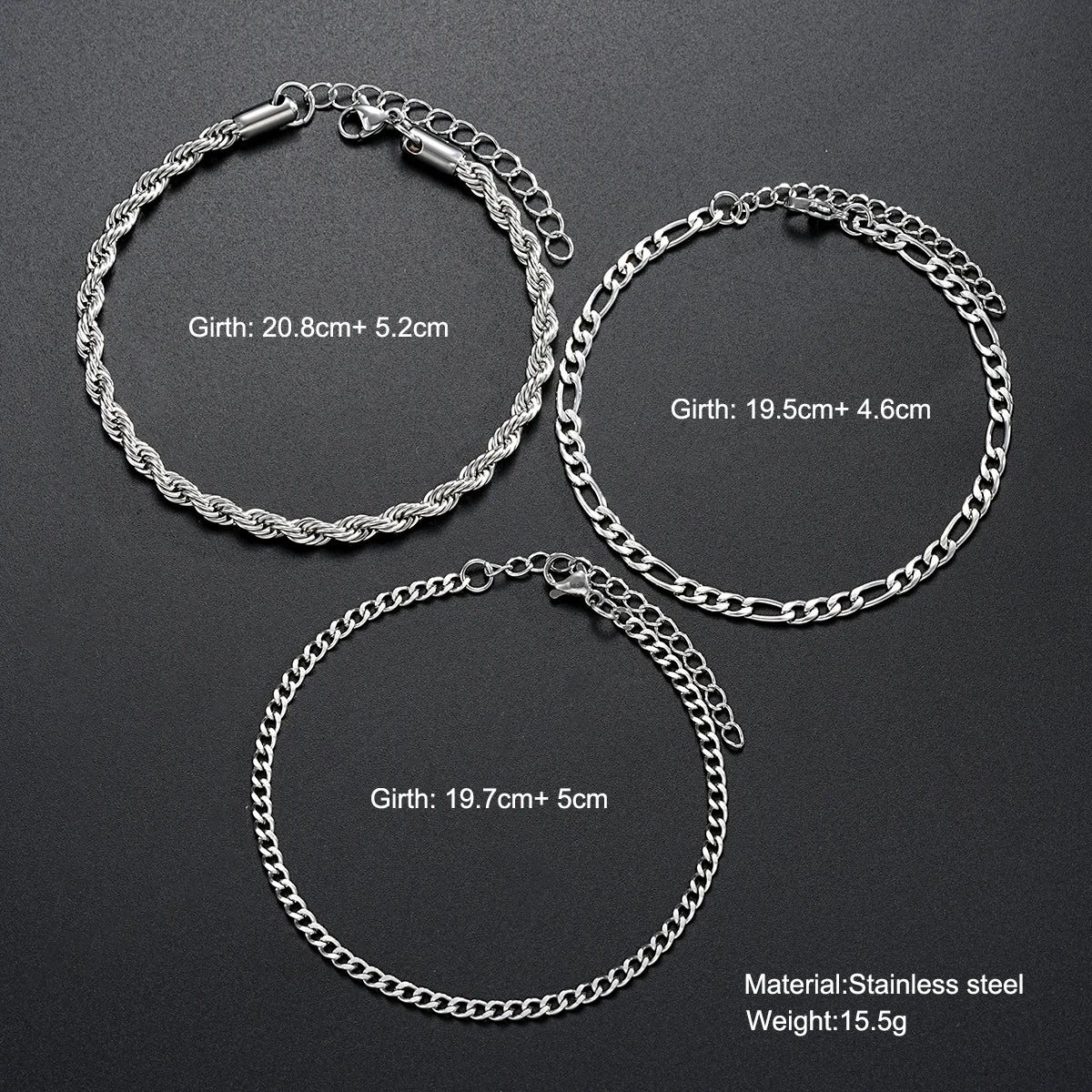 3 teile/satz Edelstahl Punk Kubanischen Kette Armband für Männer Minimalistischen Silber Farbe Hip Hop Armband Party Mode Schmuck Geschenke