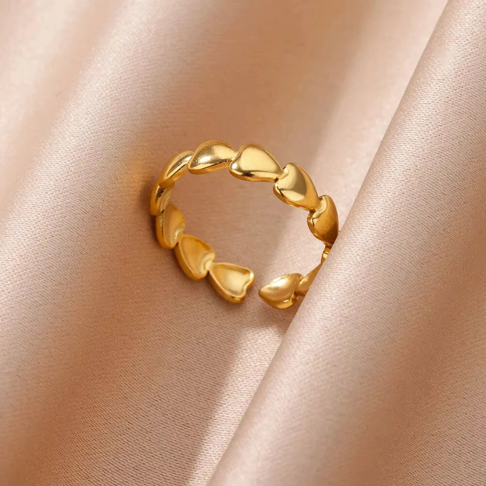 Edelstahl Zirkon Geometrische Ringe Für Frauen Luxus Bösen blick Gold Farbe Einstellbar Trendy Hochzeit Ästhetischen Jewerly Geschenk