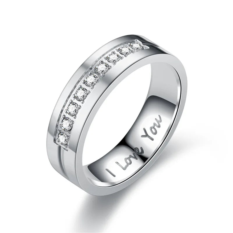 Mode Edelstahl Paar Verlobungsringe für Frauen Männer Kristall ICH LIEBE DICH Ring 2022, Hochzeit Schmuck Zubehör Geschenke