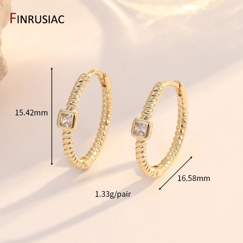 Runde Huggie-Creolen aus 14 Karat vergoldetem Messing, Damen-Zirkon-Kreis-Piercing-Ohrringe, modisches Party-Schmuckzubehör