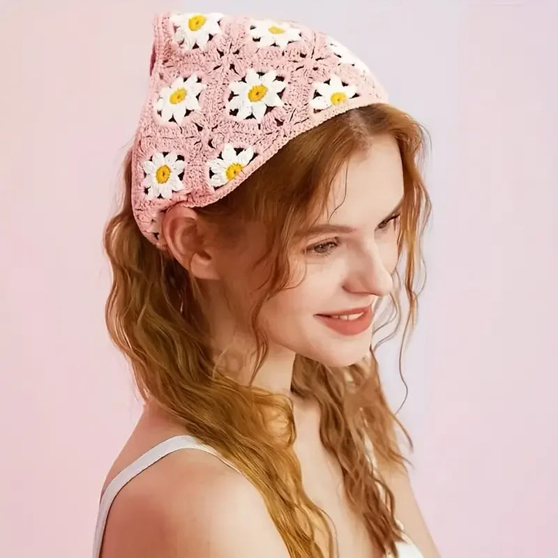 Elegantes gestricktes Dreieckstuch-Stirnband für Damen, modisch, Mädchen, Erdbeere, vielseitiges Muster, Haarband, Haar-Accessoire