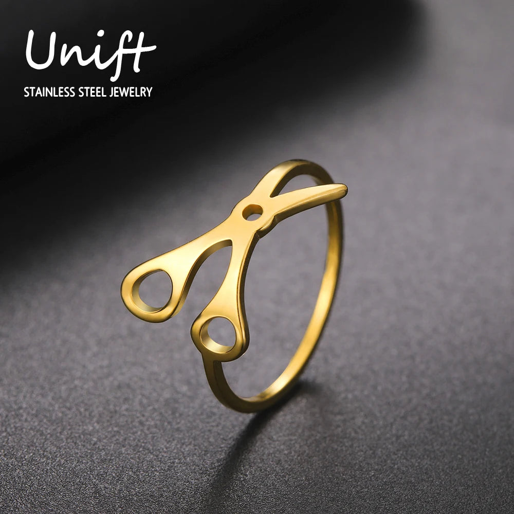 Unift Frisur Schere Ringe Edelstahl Ring Schmuck Friseure Friseur Abschluss zubehör Frauen Männer trendy