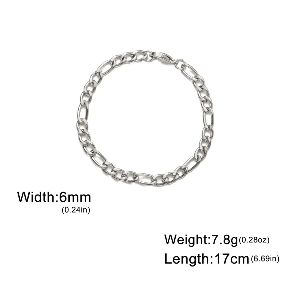 My Shape Mode kubanische Kette Männer Armband Edelstahl 3//9mm Breite Kette Armbänder Figaro Kette Junge Handgelenk Schmuck Paar