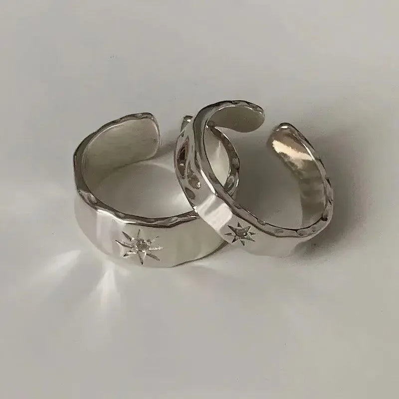 Y2K Öffnung Ring Paar Punk Unregelmäßige Sterne Mond Finger Ringe Liebhaber Handgemachte Design Schmuck Frauen Männer Hip Hop Party Geschenke