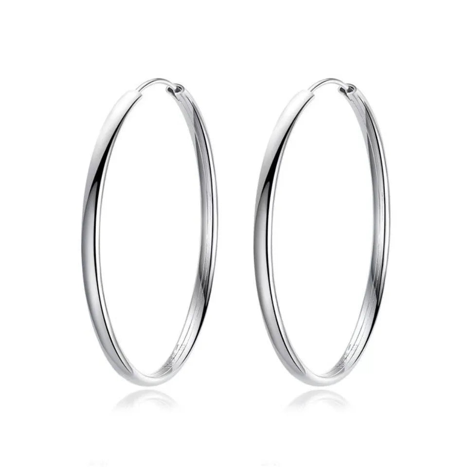 Creolen aus 925er-Sterlingsilber, glänzend, große Creolen für Damen, Hochzeit, feiner Modeschmuck, Accessoires, Geburtstagsfeier-Geschenke