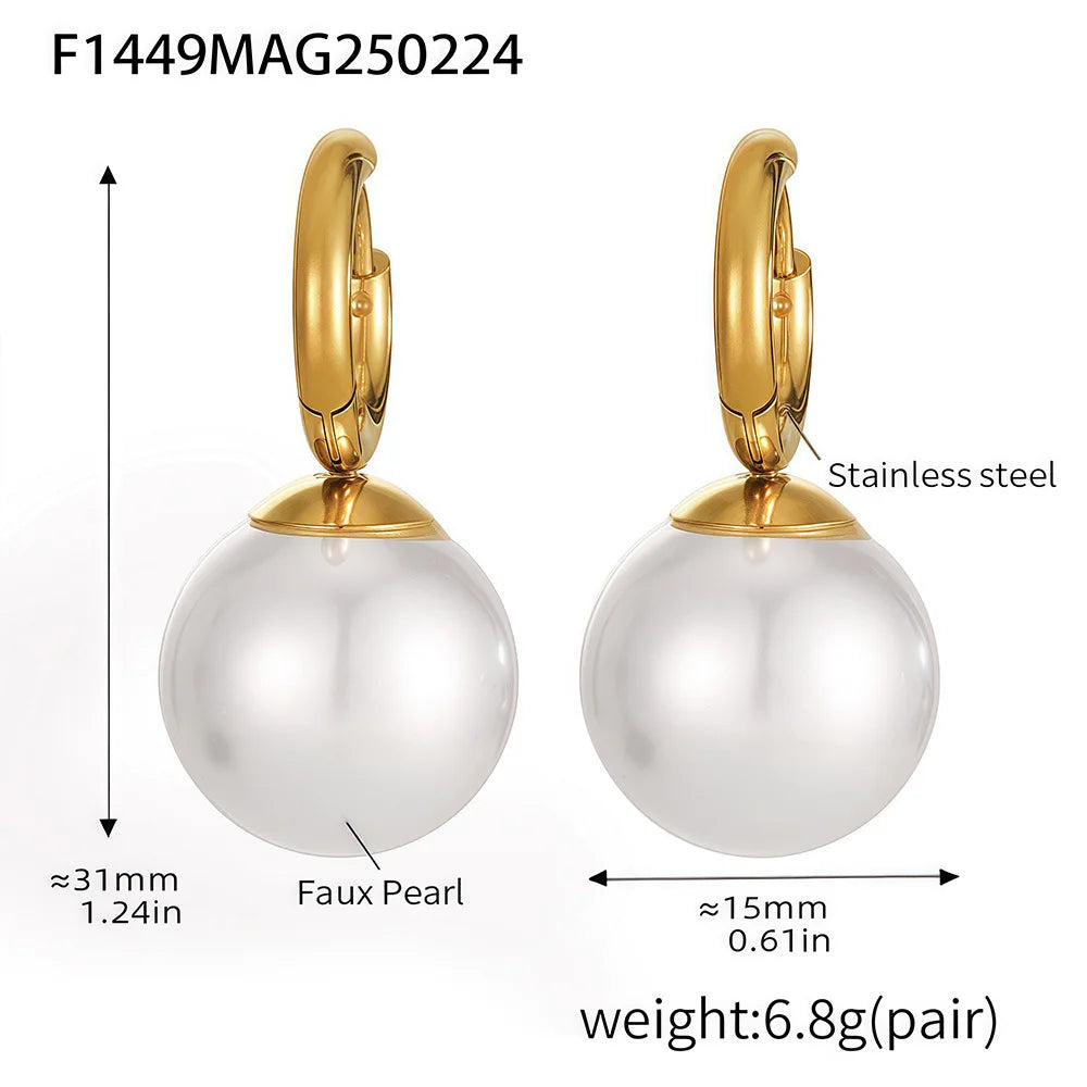 Liora Premium Simulierte Perle Edelstahl Halskette Ringe Baumeln Ohrringe Für Frauen Hypoallergen Frauen Schmuck Sets Geschenke