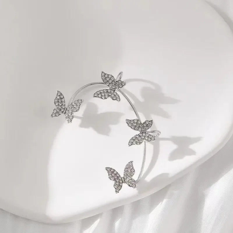 Gold Silber Farbe Metall Schmetterling Ohr Clips Ohne Piercing für Frauen Funkelnden Zirkon Ohr Manschette Clip Ohrringe Hochzeit Schmuck