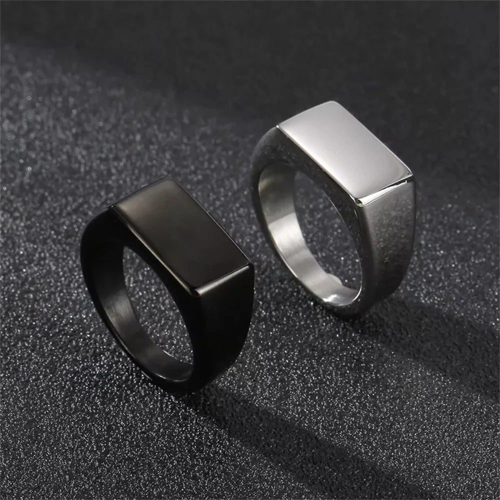 1pc Legierung einfache glänzende Ringe mit rechteckigem Dekor, exquisiten Herren Accessoire Schmuck