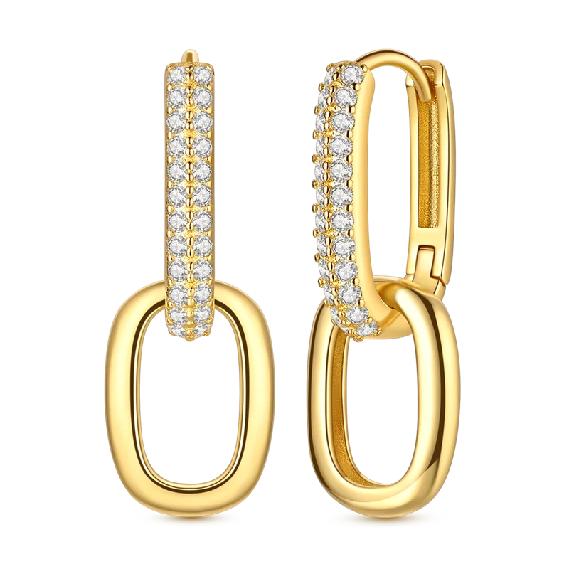 Ohrringe aus 925er-Sterlingsilber, Goldserie, U-förmige Creolen, passend für Original-925-Charms für Frauen und Mädchen, Party, edler Schmuck