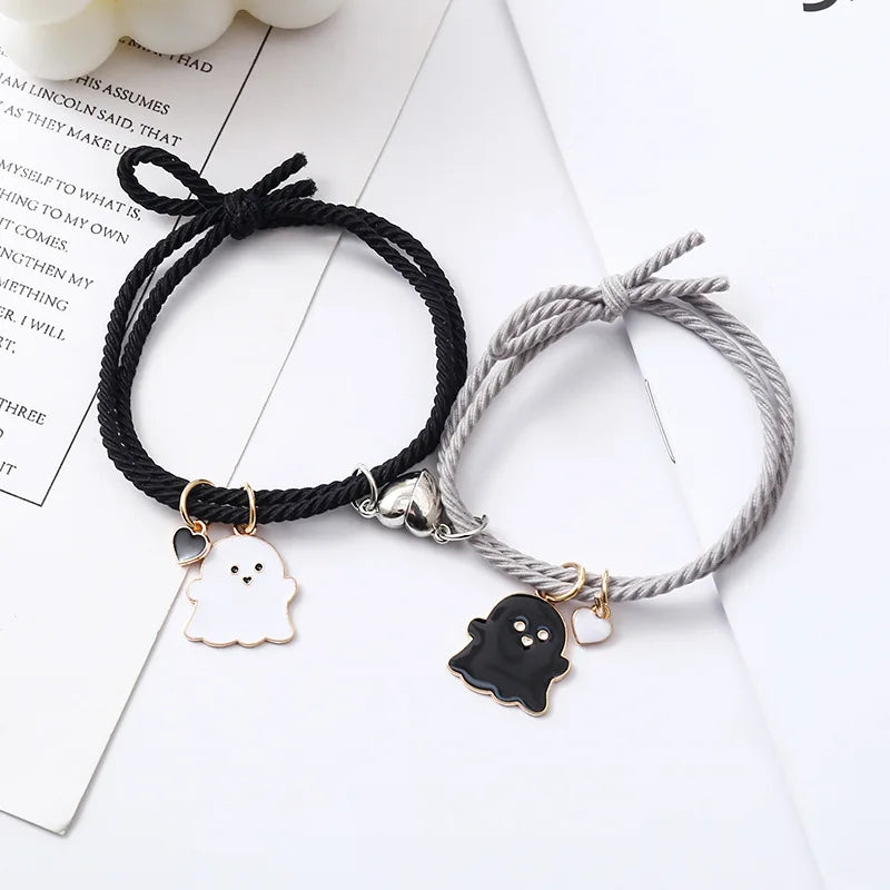 2 Teile/satz Geist Geflochtenes Armband für Liebhaber Fern Romantische Herz Magnet Paar Armbänder Freundschaft Mode Schmuck Geschenk