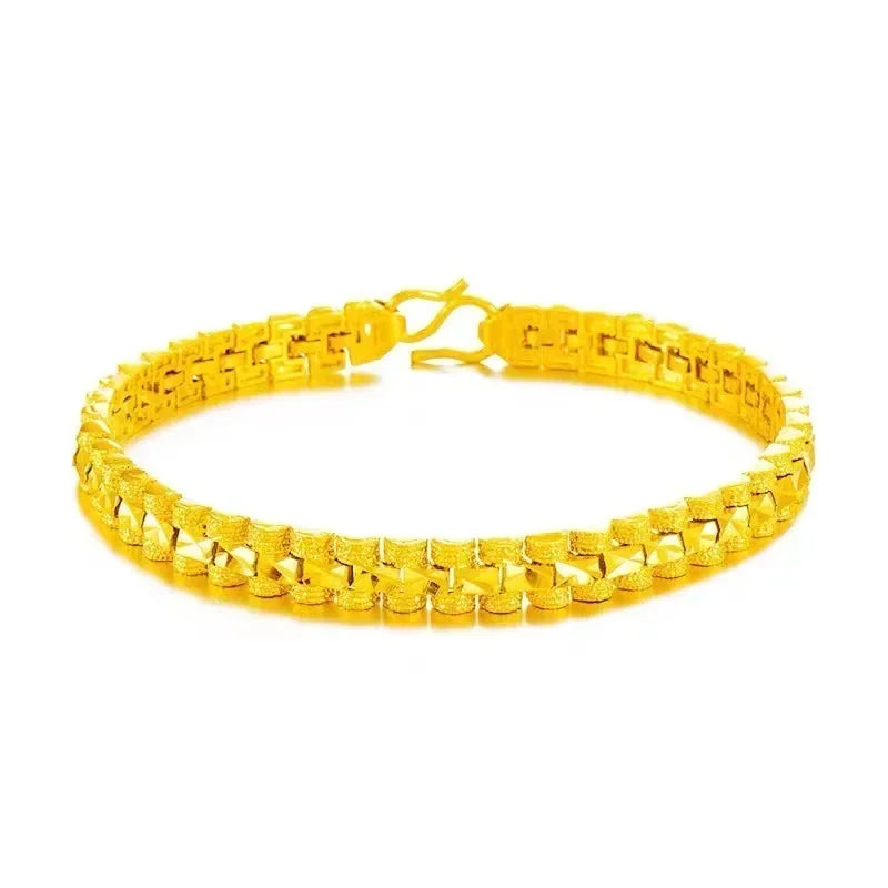 Überzogenes Goldarmband, weiblich, rein vergoldet, goldene Liebe, Glücksperle, Doppel-Herz-Phoenix-Schwanz-Schmetterlings-Armreif, Schmuck