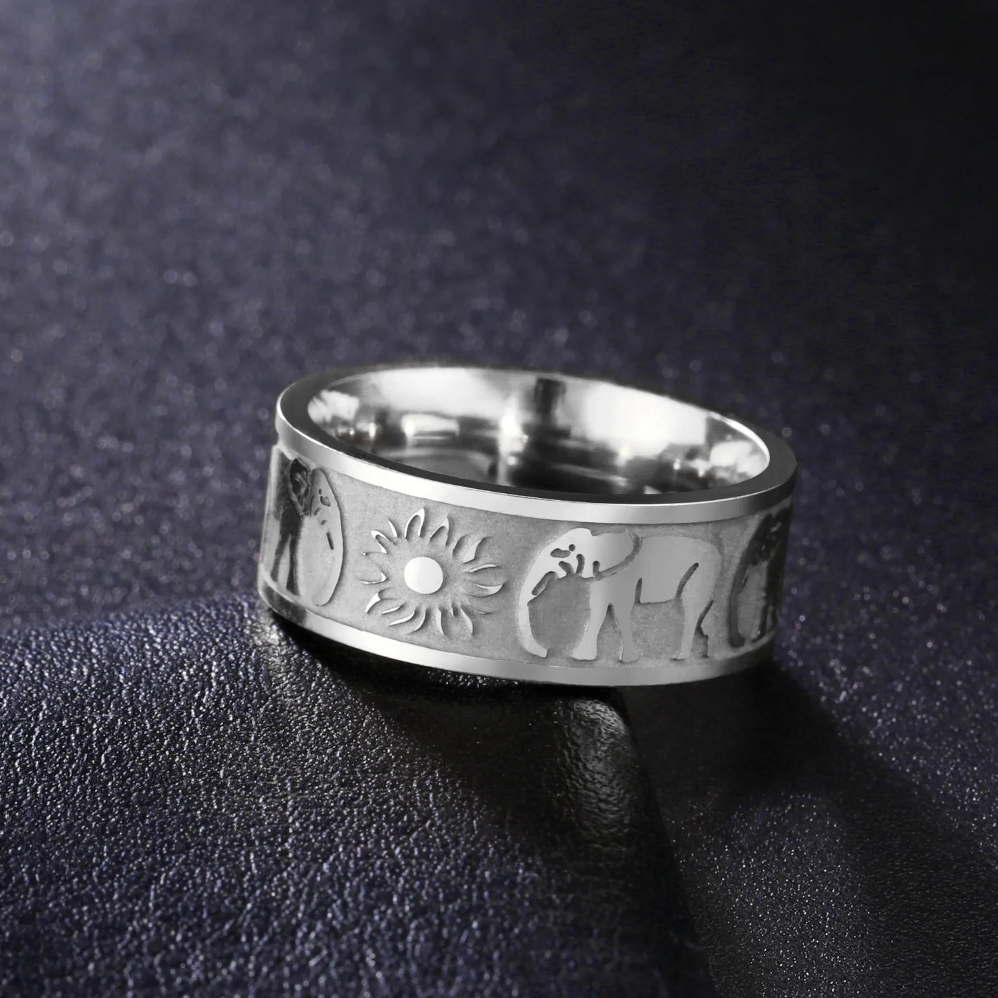 Jeshayuan Elefant Sonnen ringe für Frau Hinduismus Glück Amulett Edelstahl Paar Ring Tier liebhaber Party Schmuck Geschenk