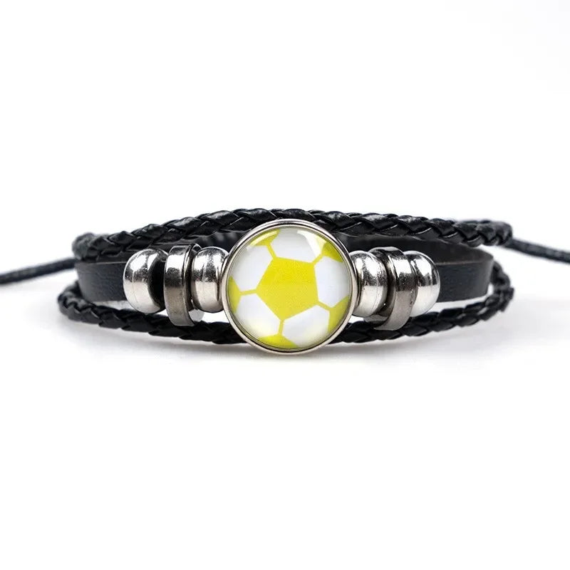 Mode Fußball Sport Armband Für Männer Fußball Basketball Tennis Charme Geflochtenes Leder Armband Frauen Verstellbare Kette Schmuck