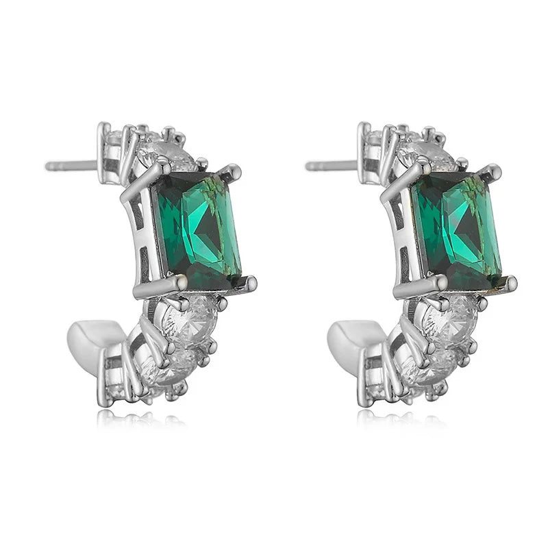 Hecheng, Schmuck Set Frauen Halskette Ohrringe Armband Ring Stud Hoop Tennis Halsreif grünen Stein Herz Hochzeits feier Luxus