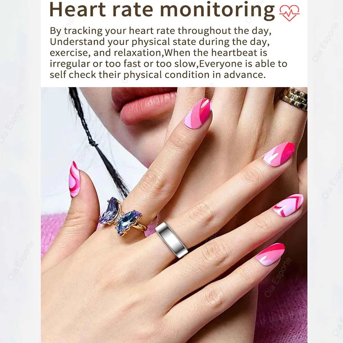 2025 Neu für Xiaomi Smart Ring Männer Frauen, Herzfrequenz- und Blutsauerstoffmonitor Smartring IP68 & 5ATM wasserdicht, Multi-Sport-Modus