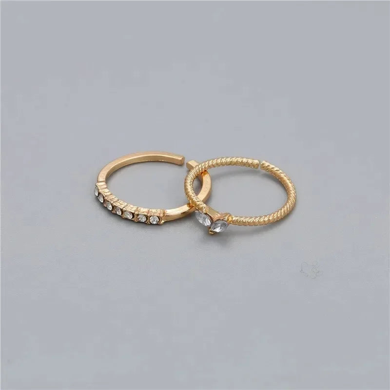 Neue Mode Gold Silber Farbe Herz Ringe Set für Frauen Mädchen Luxus Zirkonia Twist Hochzeit Ring Mode Schmuck Geschenke