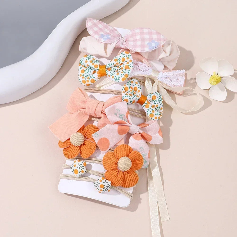 10 teile/satz süße Bögen Baby Haars pangen Spitze Blume Kinder Mädchen Haarnadeln Haars pangen Clip Geschenke elastische Mädchen Haar Zubehör