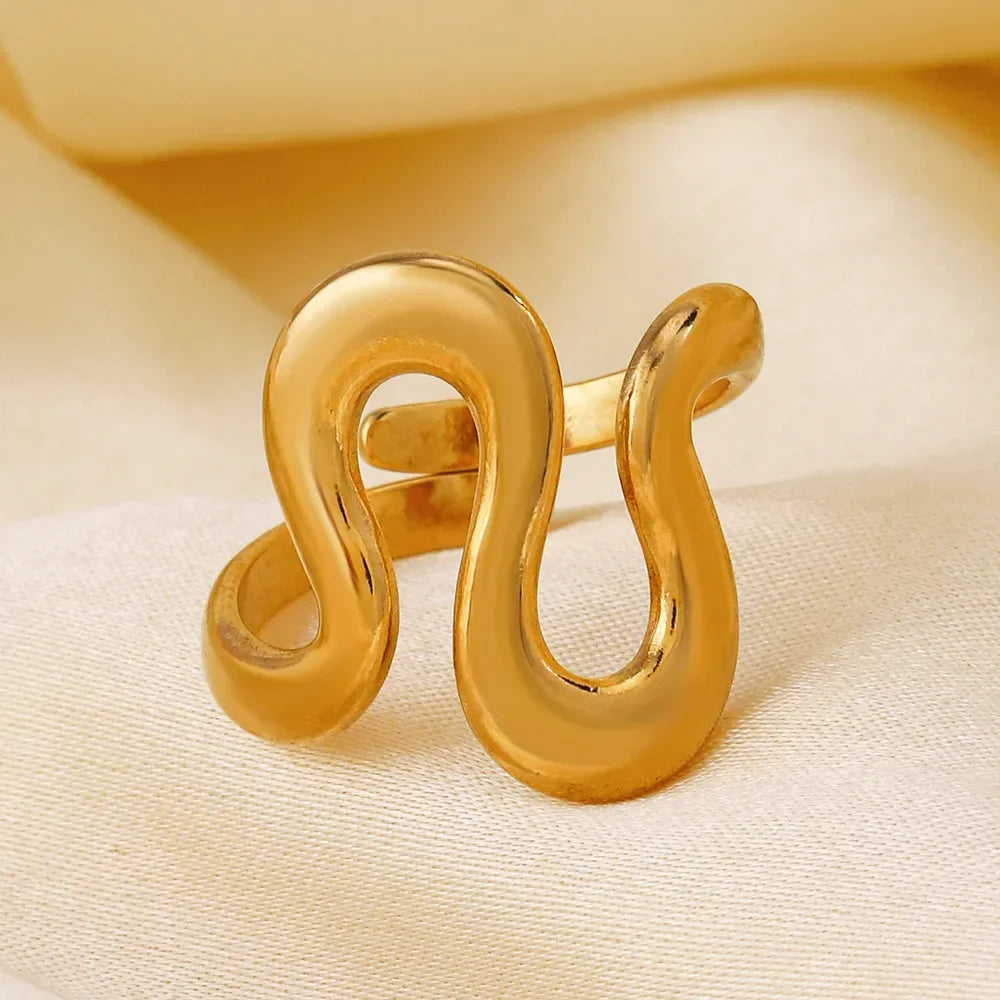 LATS Edelstahl-Ringe in Goldfarbe für Damen und Herren, 2024, farbecht, beliebt, Party, personalisierbar, übertriebener Charms, Schmuck, Geschenke