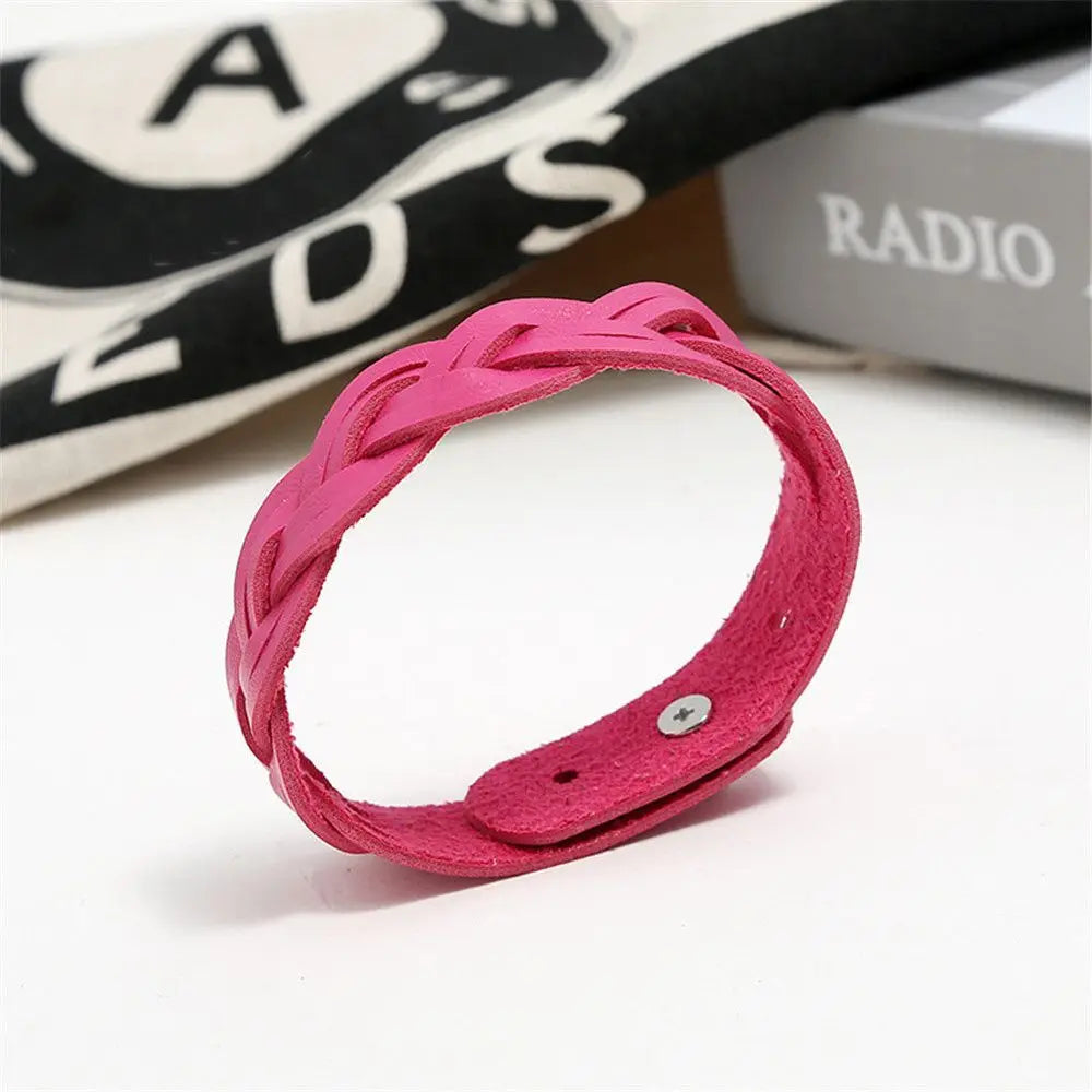 Mode solide geflochtene Twist Leder Armband einfache vielseitige Student Armreifen Punk Snap Armband Schmuck verstellbare Armband