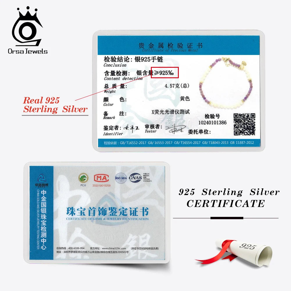 ORSA JEWELS Armband mit natürlichen Süßwasserperlen und lila Glimmer für Frauen und Mädchen, minimalistischer 14-karätiger vergoldeter Kettenschmuck MPB02