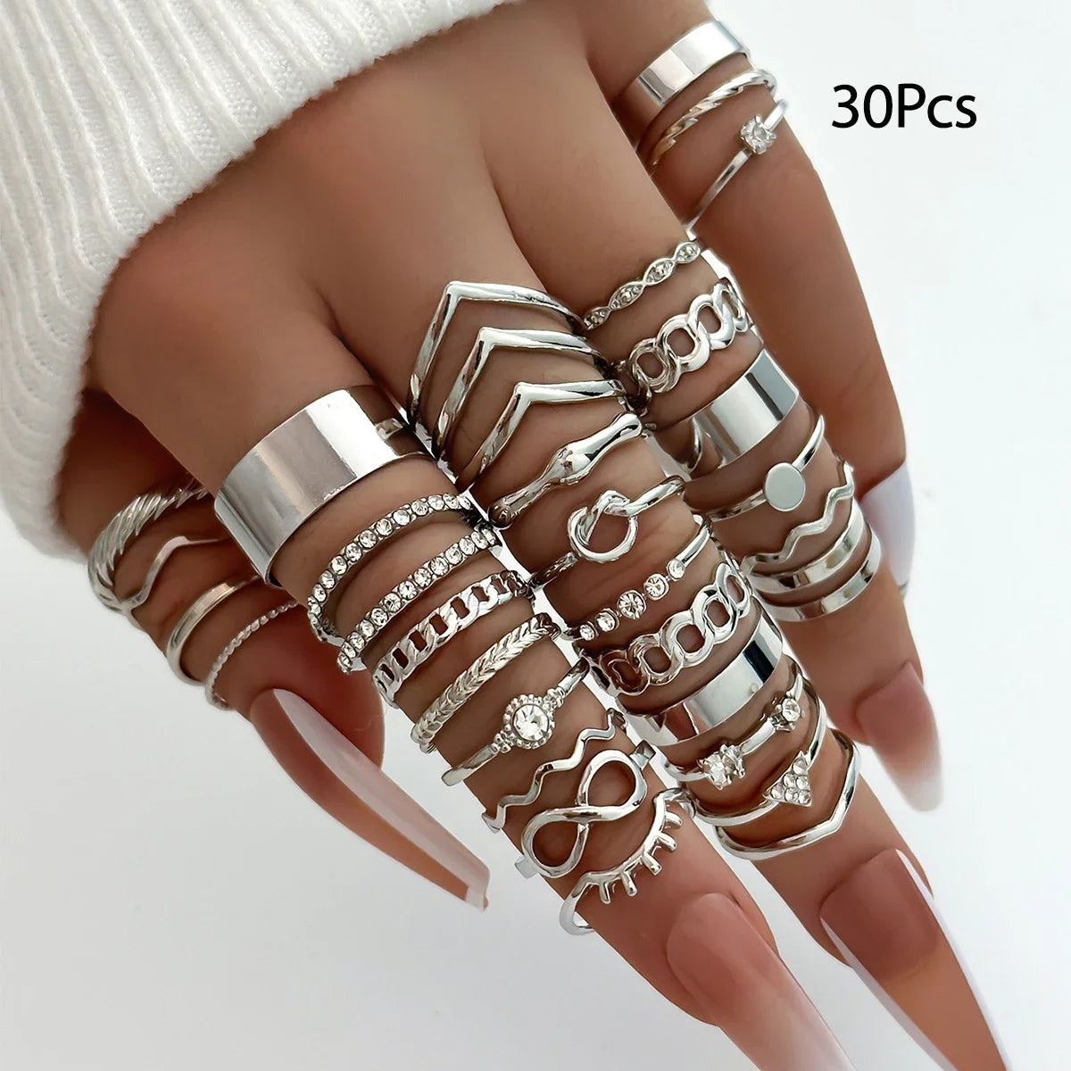 30Pcs Bohemian Geometrische Knuckle Ringe Set Für Frauen Gold Silber Farbe Finger Ring Mädchen Fashion Party Schmuck Zubehör