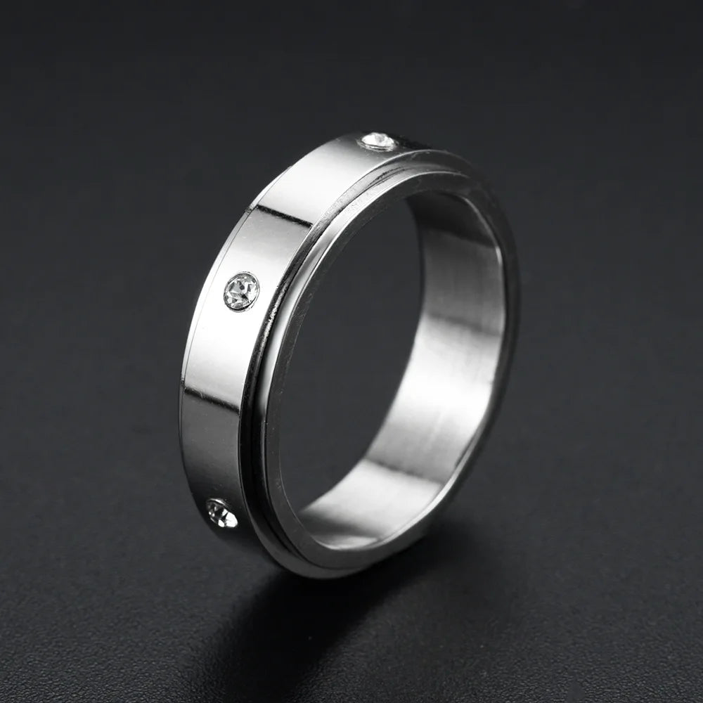 Edelstahl rotierende Angst Fidget Spinner Ringe für Paare Sorgen Stress Relief Metall Rock Band Ring Anillo Antiestres