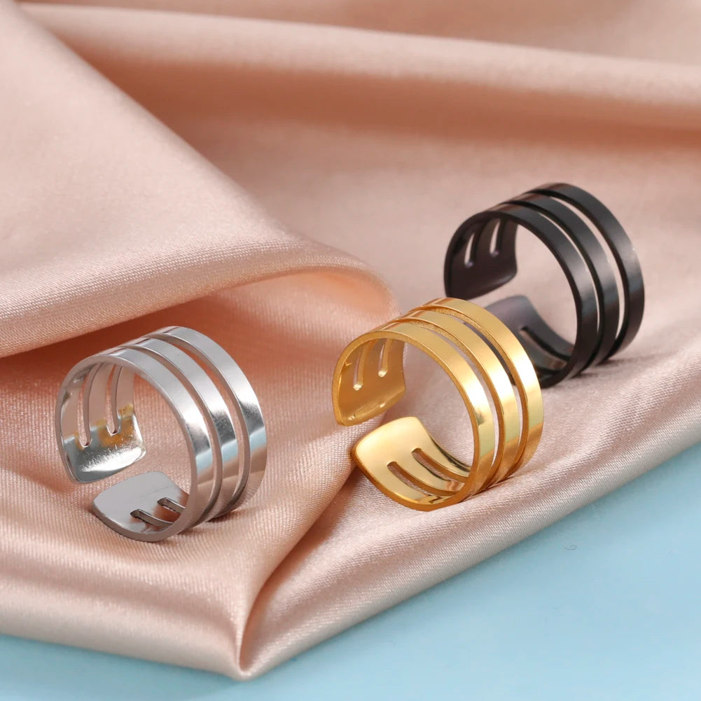 Unift Edelstahl Einfache Geometrische Ring Männer Frauen Einstellbare Finger Ringe Trendy Paar Minimalistischen Schmuck Zubehör Geschenk