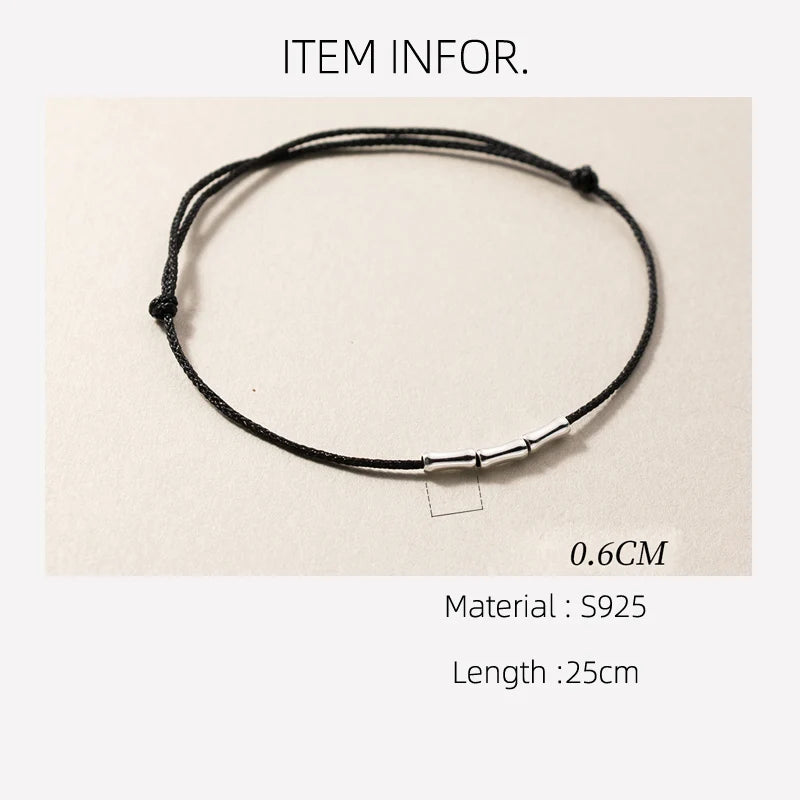 25cm Glück 925 Silber Seil Armbänder Frauen Silber Bambus Joint Tube Design rote Faden linie Schnur Armbänder für Frauen Mädchen