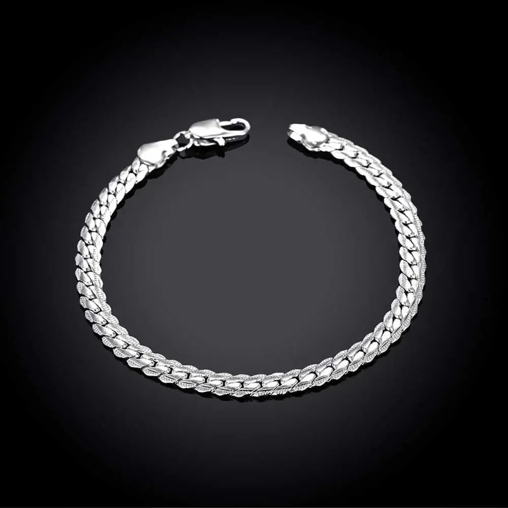 Trend ige 5mm seitliche Kette Sterling Silber Armbänder für Mann Frauen Luxus edlen Schmuck Hochzeits feier Weihnachts geschenke Unisex
