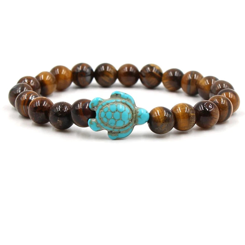 Neue Meeresschildkröte Perlen Armbänder Für Frauen Männer Klassische 14 Farben Naturstein Elastische Freundschaft Armband Strand Schmuck Geschenke