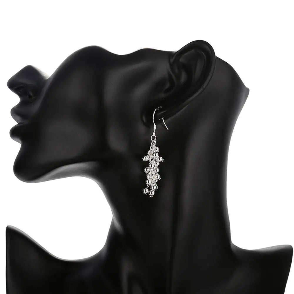 Beliebte Marken Feiner Traubenperlen-Anhänger-Armreif aus 925er-Sterlingsilber, Schmuckset, Ohrringe, Armband, Ringe, Halsketten für Frauen, Geschenke