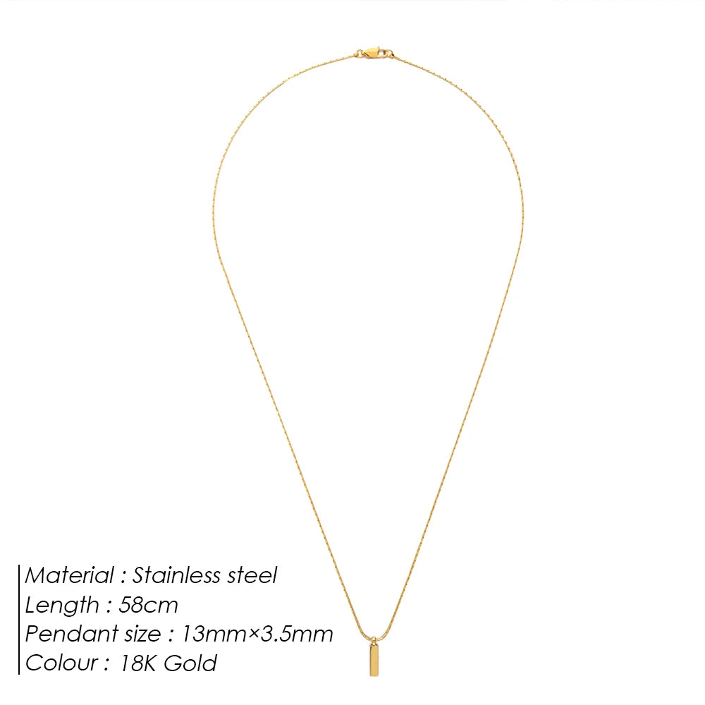Elandis Herren Edelstahl wasserdichte Schmuck Halskette 1mm Draht kette quadratischen Anhänger in weiß goldenen feinen Accessoires Geschenk