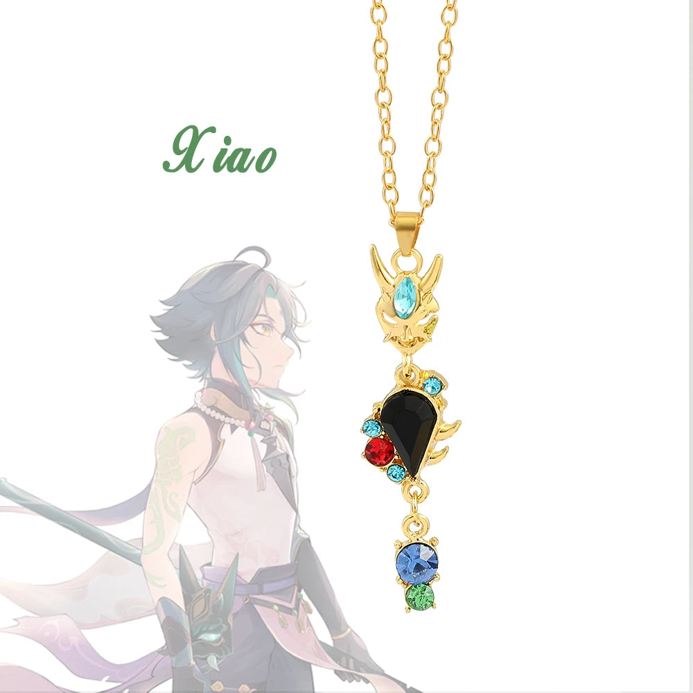 Neue Anime Genshin Impact Anhänger Halskette Für Frauen Trendy Schmuck Zirkon Schlüsselbein Kette Kazuha Tartaglia Venti Cosplay Halskette
