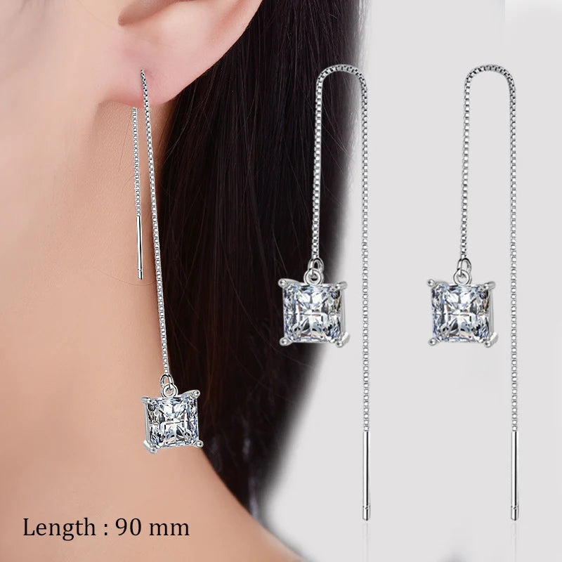 Einfache Stil Box Kette Quaste Drop Ohrringe Für Frauen Lange Baumeln Ohrring Piercing Linie Zubehör Dünne Mini Trendy Ohr Schmuck