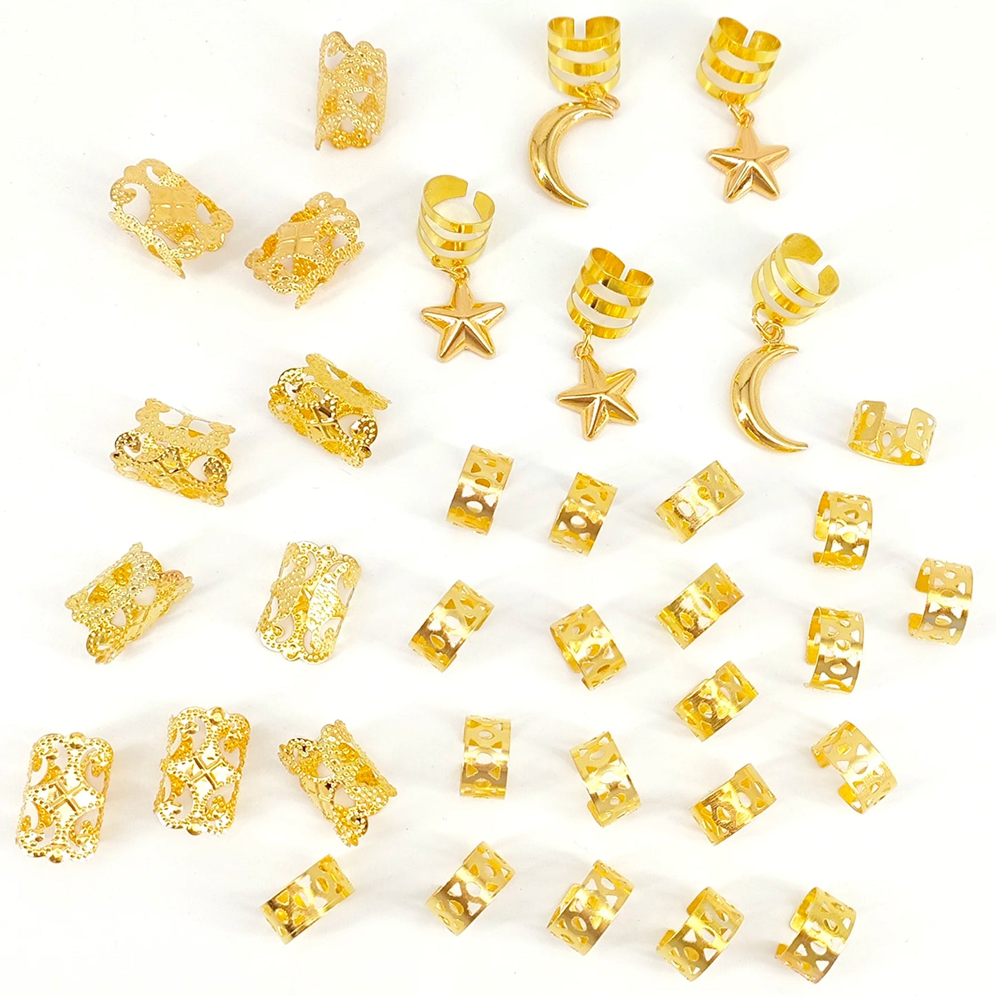35 Stück Sterne und Mond Combo Dreadlock Haarperlen Schmuck Haarringe Accessoires Geschenke für Mädchen und Frauen Dating-Partys