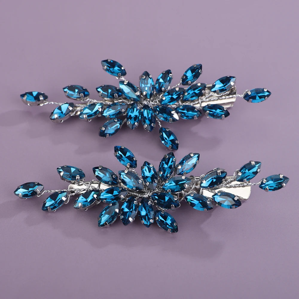 2PCS Strass Haarspange für Hochzeit Braut Kopfschmuck Silber Schwarz Braut Haarschmuck Grün Rot Tiara Blau Lila Ornamente