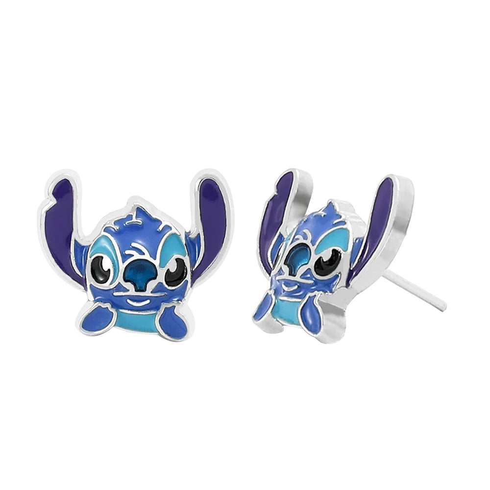 Disney-niedliche Cartoon-Stich-Ohrstecker mit Blumen-Ohrsteckern für Frauen und Teenager-Mädchen, schöne Ohr-Accessoires, Schmuckgeschenke für Fans