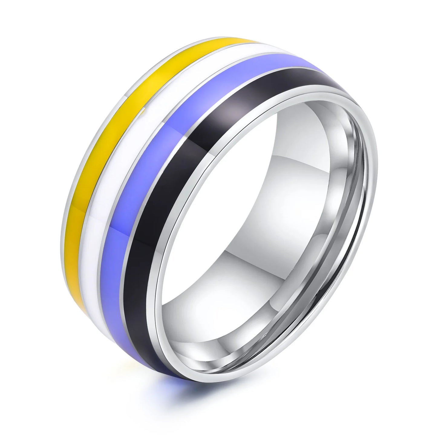 Lesbener LGBT-Ring aus Edelstahl für Frauen, Paare, Stolz, Liebesversprechen, Band, Streifen, Flagge, Farbe, Verlobungsringe