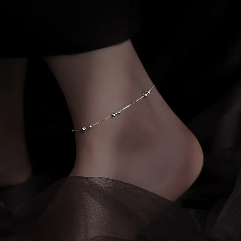 925 Sterling Silber Perle Füße Kette für Frauen neue Mode Knöchel feinen Schmuck Hochzeits feier Geschenke niedlichen Accessoires